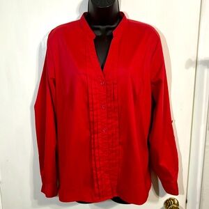 East 5TH women’s blouse, red button-down, long sleeve
